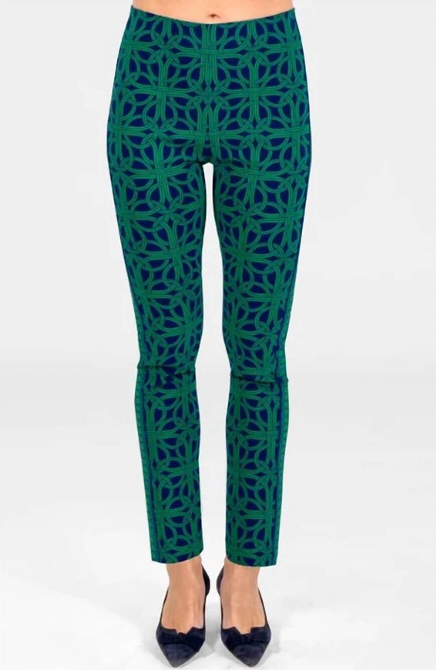 NEW GRETCHEN SCOTT women's gripeless pull on pants in navy/kelly
